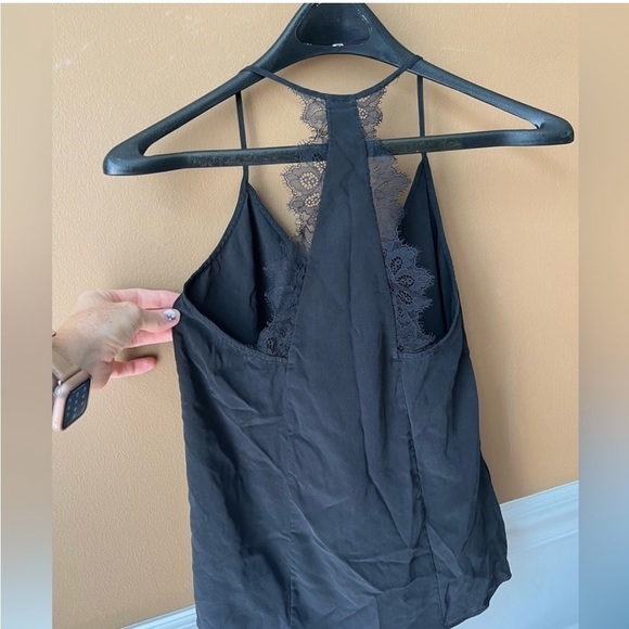 BCBGMAXAZRIA Lenor Lace Razorback Black Silk Camisole Tank Top Size XXS - Picture 7 of 7